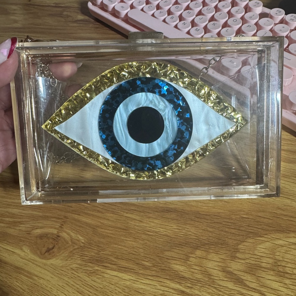 Clear Clutch with Evil Eye Design